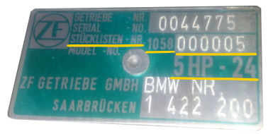 ZF5HP30 Getriebe Stücklistennummer Beispiel