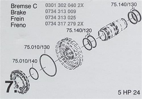 ZF5HP24 Subkit Nummer 7 in Überholsatz Dichtung Satz 1996-up