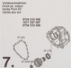 ZF6HP19 A Subkit Nummer 7 aus &Uuml;berholsatz Dichtung Satz 1071298010 VW Audi 4x4 AWD