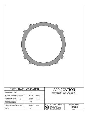 AW55-50SN AW55-51SN Clutch Plate External Teeth 99-up B1 Coast Brake