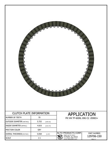 AISIN Transmission Lined Clutch Plate 03-up C2-Clutch