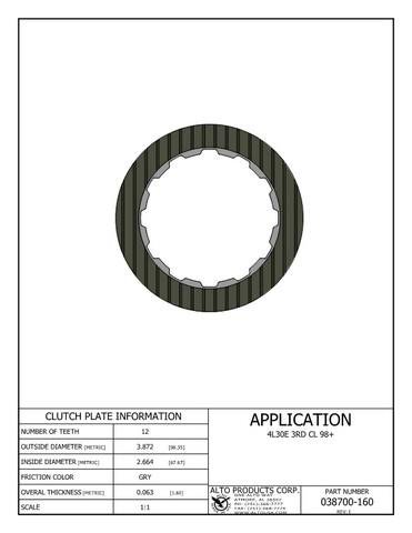 4L30E Lined Clutch Plate 3rd