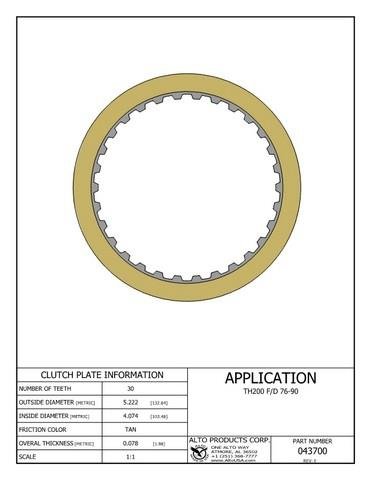 Friction Plate TH200 TH200-4R Forward Direct 76-90