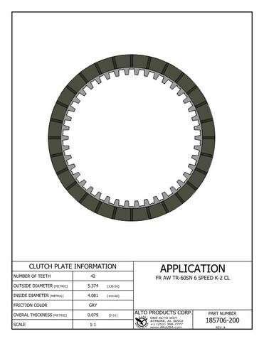 AISIN Transmission Lined Clutch Plate 04-up K2-Clutch