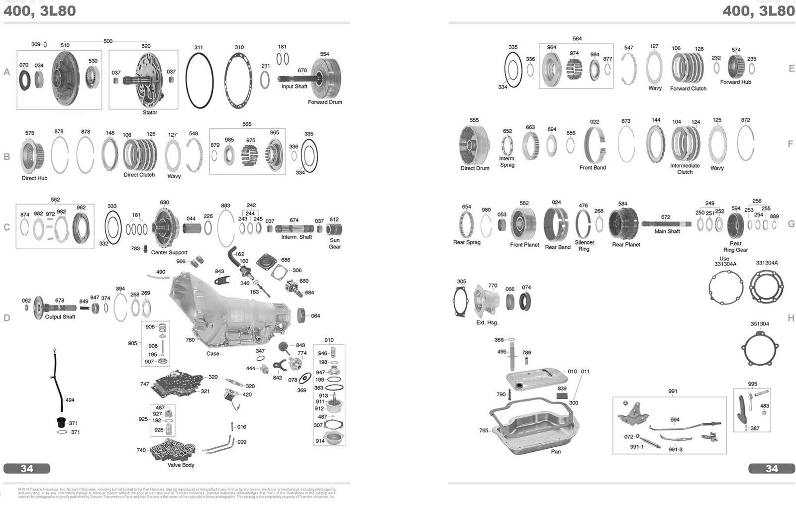 GM TH400 Explosionszeichnung Ersatzteil Katalog PDF