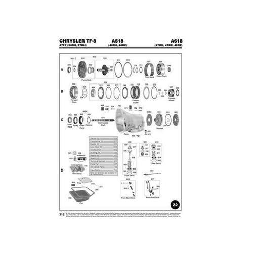 Chrysler A518 46RH 46RE A618 47RH 47RE 48RE Exploded view spare part catalog PDF