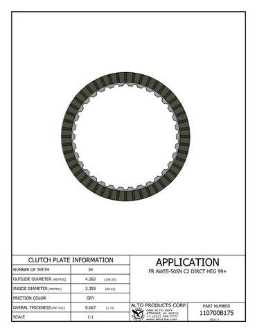AW55-50SN AW55-51SN Clutch Friction Lined Plate 99-up B1-Coast Brake C2-Direct