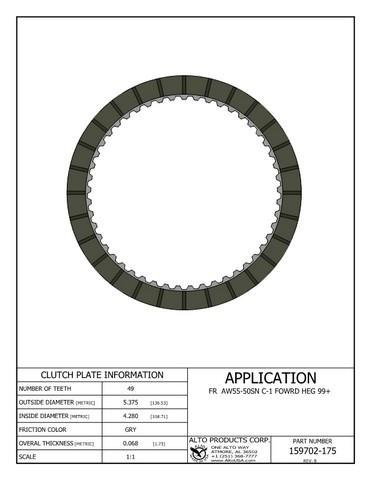AW55-50SN Clutch Friction Lined Plate 99-up C1-Forward